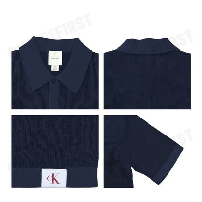CALVIN KLEIN รุ่น SMOOTH COTTON WAFFLE SWEATER POLO SHIRT CODE: 40BM304 CEF เสื้อโปโล เสื้อแขนสั้น เสื้อผู้ชาย