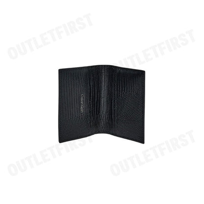 CALVIN KLEIN MEN'S LIZARD EMBOSSED LEATHER CARD WALLET COLOR BLACK CODE: 4D1101G UB1