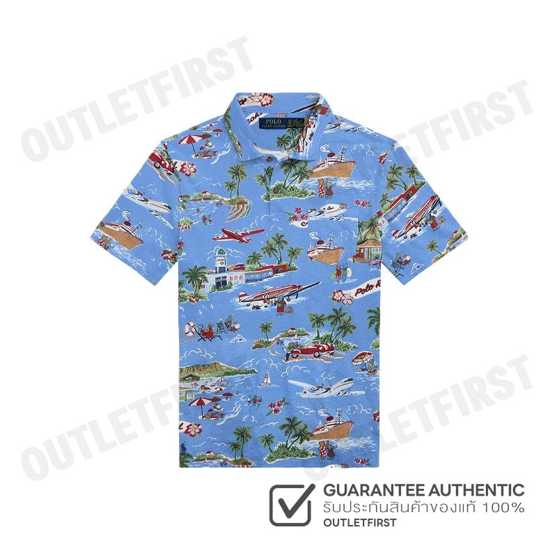 POLO RALPH LAUREN รุ่น STANDARD FIT BEAR LINEN-COTTON POLO CODE: 710966450001 เสื้อโปโล เสื้อคอปกแขน เสื้อผู้ชาย