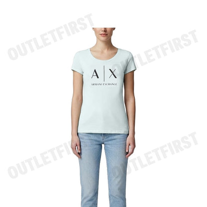 ARMANI EXCHANGE รุ่น PIMA COTTON PRINT LONG SLEEVE T-SHIRT CODE: 8NYT70 YJ16Z U9093 เสื้อยืดคอกลม เสื้อผู้หญิง แขนสั้น
