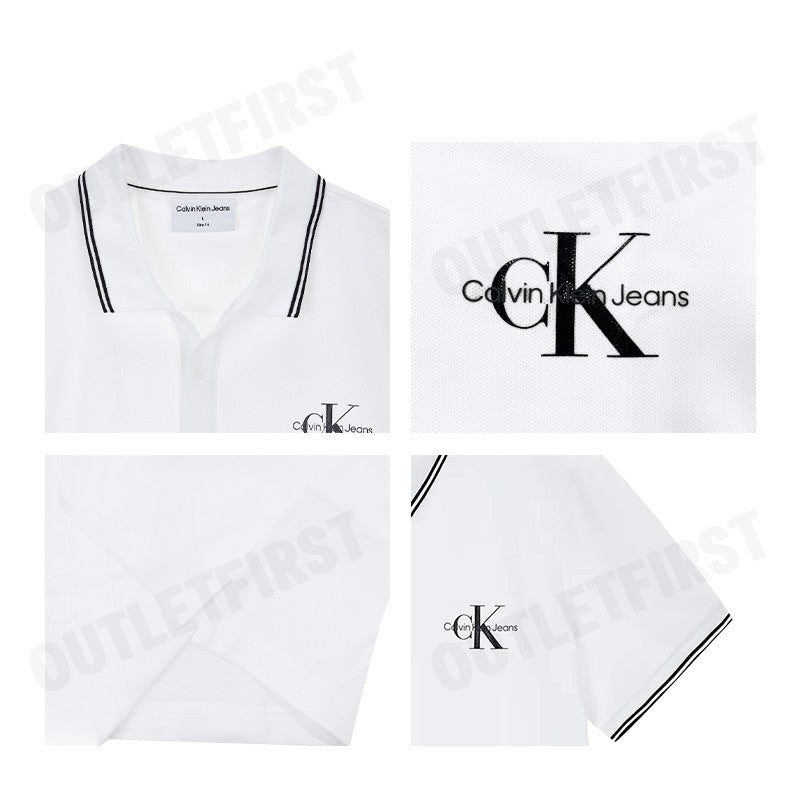 CALVIN KLEIN JEANS รุ่น MONOLOGO SLIM TIPPED POLO CODE: J324245 YAF เสื้อโปโล เสื้อโปโลแขนสั้น เสื้อโปโลผู้ชาย
