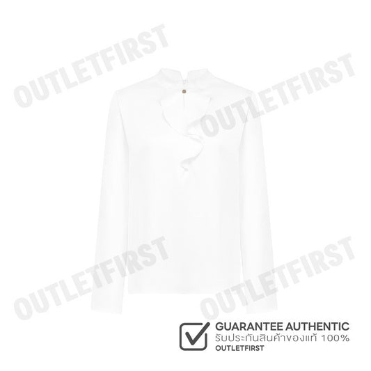 G2000 รุ่น WOMEN'S SATIN STAND COLLAR RUFFLED LONG SLEEVES BLOUSE CODE: 46241091 01 เสื้อเบลาส์ เสื้อผู้หญิง เสื้อสีขาว