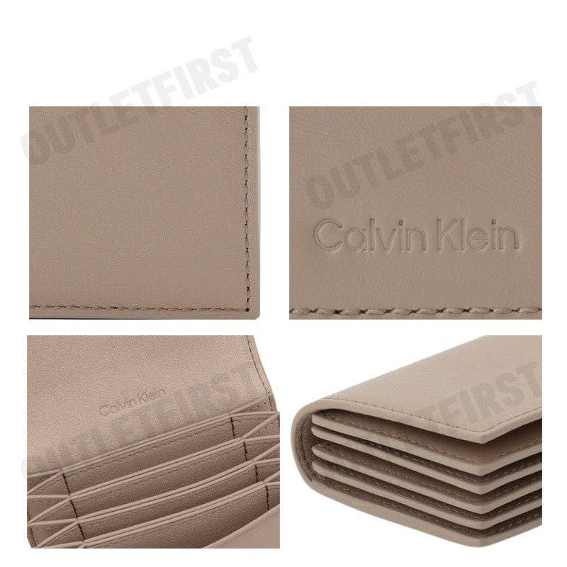 CALVIN KLEIN รุ่น WOMEN'S CK WALLET FLAP ACCORDION CARD CASE CODE: 4F1004G QYL กระเป๋าสตางค์ผู้หญิง ใบสั้น สีครีม