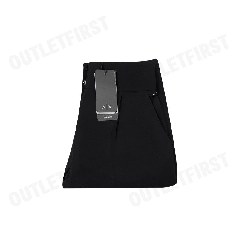 ARMANI EXCHANGE รุ่น ASV FABRIC TROUSERS WITH PLEATS AND TURN-UPS CODE: 6DYP10 YN9JZ 1200 กางเกงขายาว กางเกงผู้หญิง สีดำ