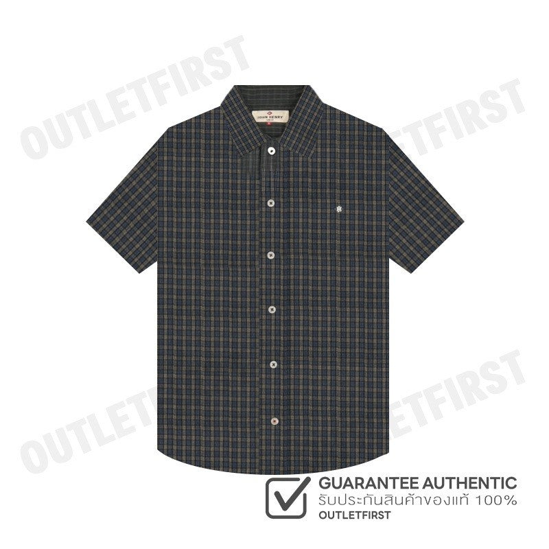 JOHN HENRY รุ่น MEN'S SHORT SLEEVES SLIM FIT SHIRT (GREEN) CODE: JH F424MSSSM41 เสื้อเชิ้ตแขนสั้น เสื้อเชิ้ต เสื้อผู้ชาย