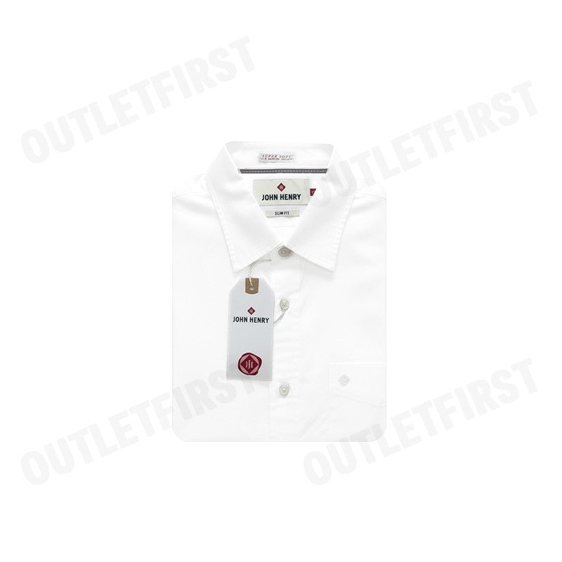 JOHN HENRY รุ่น MEN'S SHORT SLEEVES SLIM FIT SHIRT (WHITE) CODE: JH F624MSSSM53 เสื้อเชิ้ตแขนสั้นผู้ชาย เสื้อสีขาว