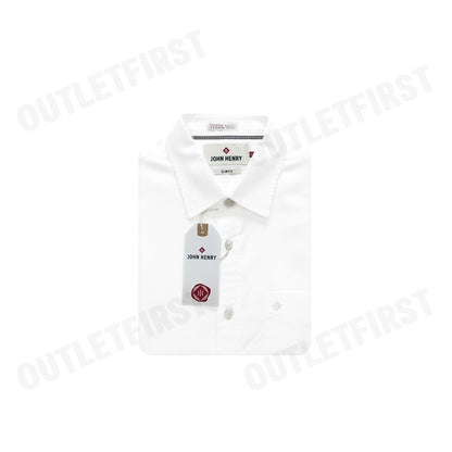 JOHN HENRY รุ่น MEN'S SHORT SLEEVES SLIM FIT SHIRT (WHITE) CODE: JH F624MSSSM53 เสื้อเชิ้ตแขนสั้นผู้ชาย เสื้อสีขาว