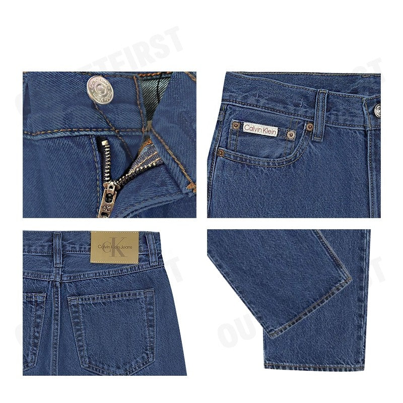 CALVIN KLEIN JEANS รุ่น WOMEN'S SIGNATURE 90S DARK BLUE DENIM CODE: 40WL795 E5D กางเกงยีนส์ผู้หญิง กางเกงCK กางเกงขายาว