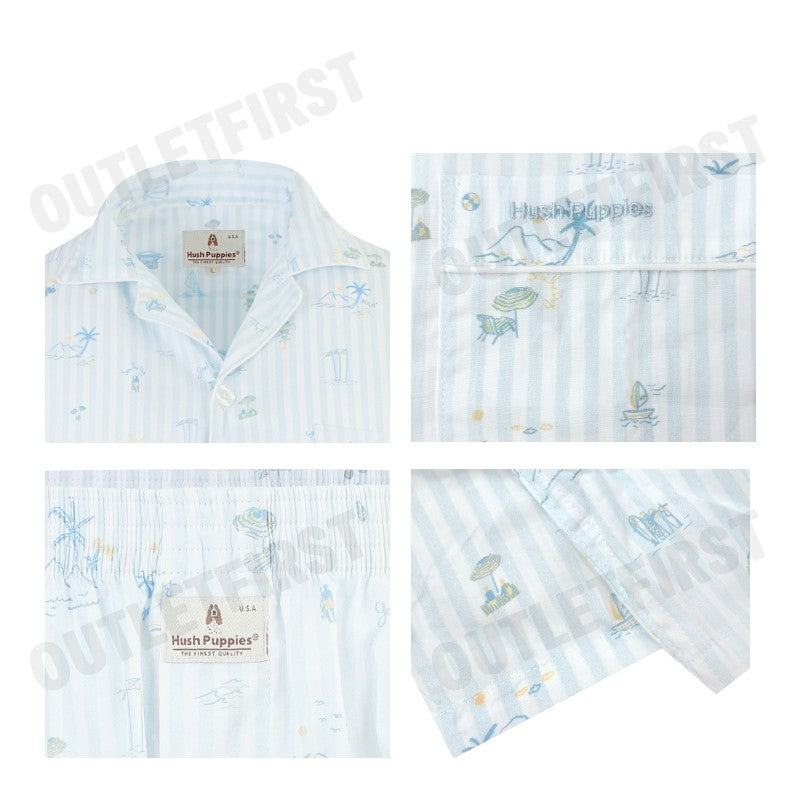 HUSH PUPPIES รุ่น MEN'S SHORT-SLEEVE SLEEPWEAR SET CODE: HU H8B178 (BLUE) เซ็ทชุดนอนผู้ชาย เสื้อแขนสั้น กางเกงขายาว