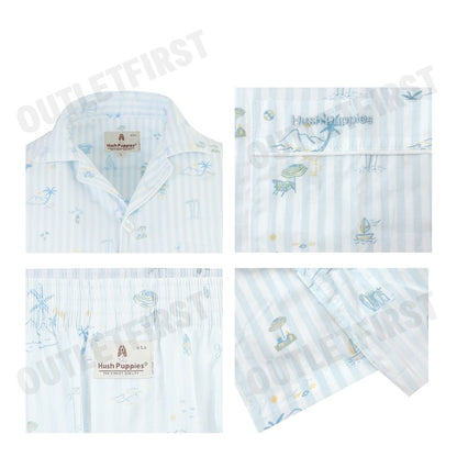 HUSH PUPPIES รุ่น MEN'S SHORT-SLEEVE SLEEPWEAR SET CODE: HU H8B178 (BLUE) เซ็ทชุดนอนผู้ชาย เสื้อแขนสั้น กางเกงขายาว