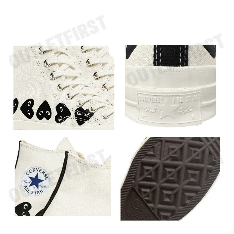 PLAY COMME DES GARÇONS X CONVERSE รุ่น CHUCK 70 MULTI HEART CODE: A08148C รองเท้าผ้าใบ รองเท้าข้อยาว รองเท้ายูนิเซ็กส์