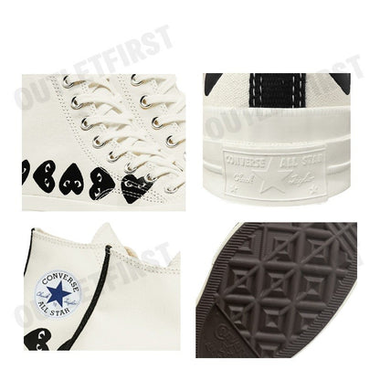 PLAY COMME DES GARÇONS X CONVERSE รุ่น CHUCK 70 MULTI HEART CODE: A08148C รองเท้าผ้าใบ รองเท้าข้อยาว รองเท้ายูนิเซ็กส์