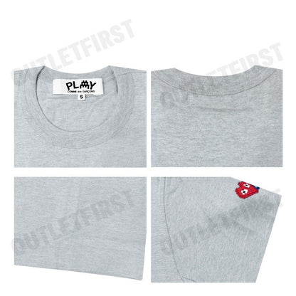 PLAY COMME DES GARÇONS รุ่น MEN T-SHIRT CODE: AZ-T328 (GREY) เสื้อยืดคอกลมผู้ชาย เสื้อหัวใจแดงเอเลี่ยน เสื้อแขนสั้น
