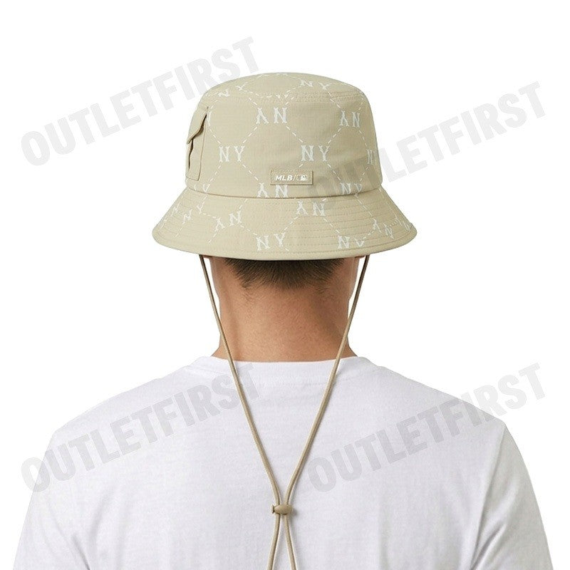 MLB รุ่น DIA MONOGRAM SPORTIVE SAFARI HAT CODE: 3AHTM015N 50BGD หมวกบักเก็ต หมวกสีเบจ หมวกเอ็มแอลบี