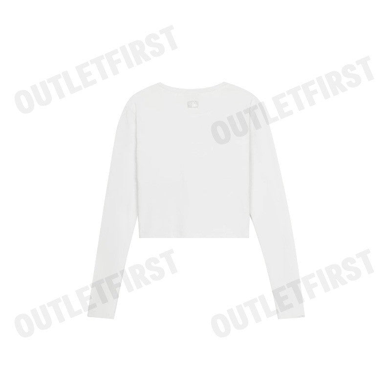 MLB รุ่น WOMEN'S BASIC SLIM FIT CROPPED LONG SLEEVE T-SHIRT CODE: 3FTSB0151 50IVS เสื้อครอปแขนยาวผู้หญิง เสื้อสีขาว