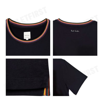 Paul Smith รุ่น 'Artist Stripe' Collar Cotton T-Shirt Code: M1R 697PS H00084 79 เสื้อยืดคอกลม เสื้อยืดผู้ชาย เสื้อสีดำ
