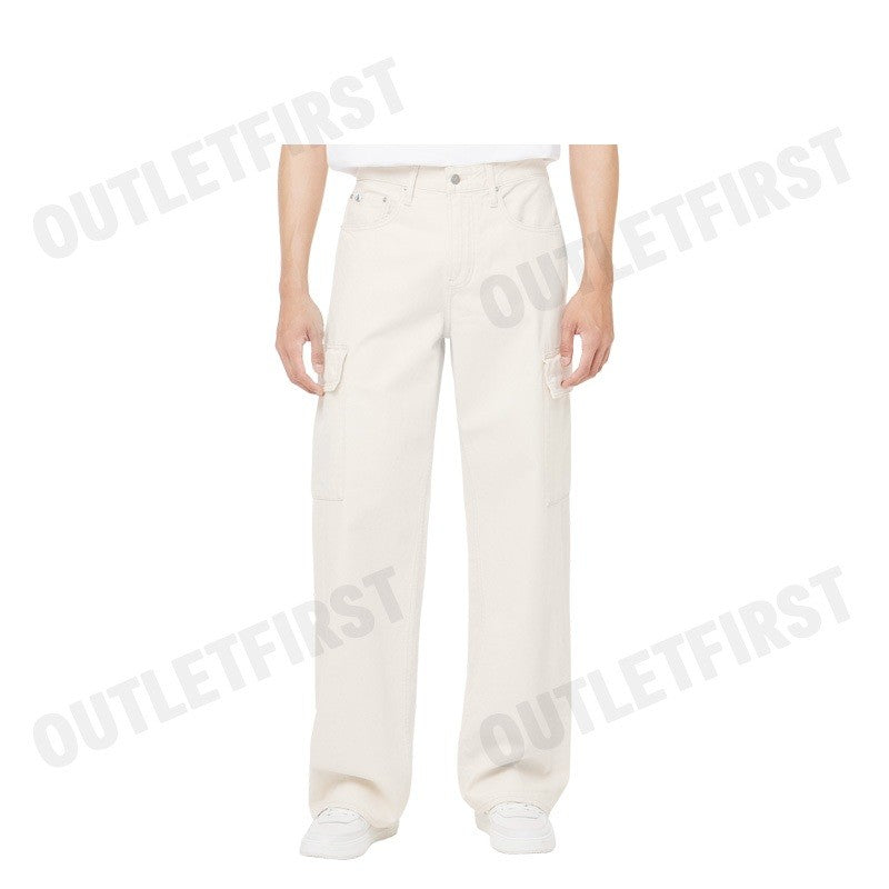 CALVIN KLEIN JEANS  MEN'S 90S LOOSE FIT IVORY CARGO DENIM COLOR  IVORY  CODE: J325885 1AA