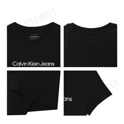 CALVIN KLEIN JEANS รุ่น INSTITUTIONAL LOGO SLIM TEE CODE: J224949 BEH เสื้อยืดคอกลม เสื้อยืดผู้หญิง เสื้อยืดสีดำ