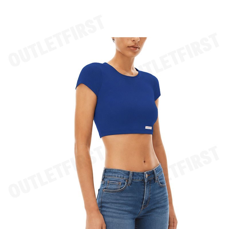 ALEXANDER WANG รุ่น CROPPED SHORT-SLEEVE TEE IN RIBBED COTTON JERSEY CODE: 8CC2238046 420A เสื้อครอป เสื้อยืด ผู้หญิง