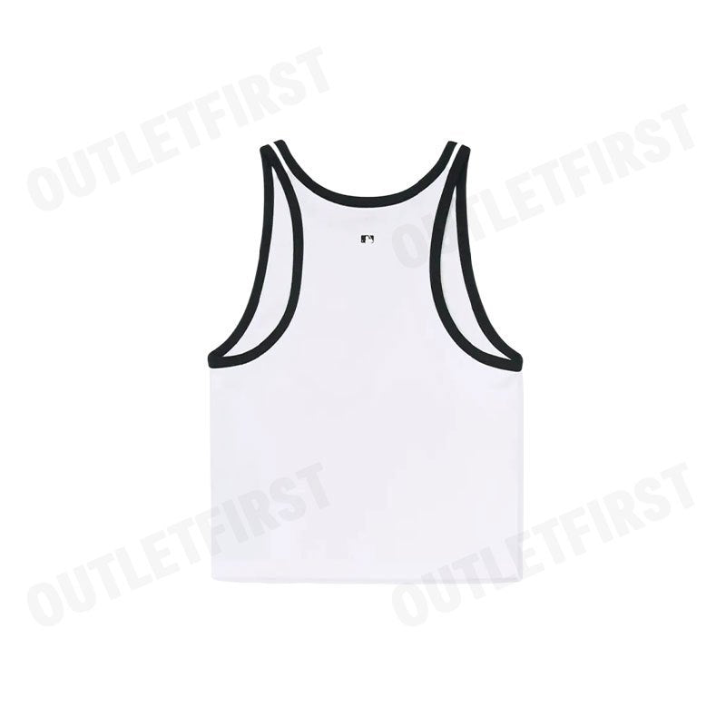 MLB รุ่น VARSITY VINTAGE SLIM-FIT CROPPED SLEEVELESS TOP CODE: 3FTOV0153 50WHS  เสื้อกล้าม เสื้อกล้ามผู้หญิง เสื้อสีขาว