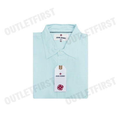 JOHN HENRY รุ่น MEN'S SHORT SLEEVES SLIM FIT SHIRT (GREEN) CODE: JH F424MSSSM40 เสื้อเชิ้ต เสื้อแขนสั้น เสื้อผู้ชาย