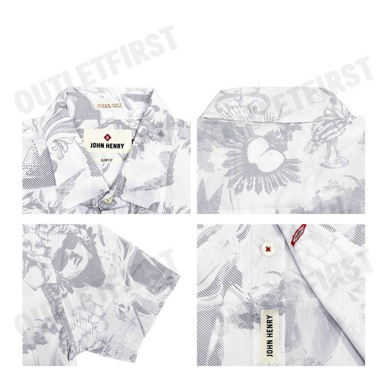 JOHN HENRY รุ่น MEN'S SHORT SLEEVES SLIM FIT SHIRT (WHITE) CODE: JH F424MSSSM32 เสื้อเชิ้ตแขนสั้น เสื้อเชิ้ตผู้ชาย