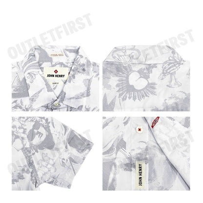 JOHN HENRY รุ่น MEN'S SHORT SLEEVES SLIM FIT SHIRT (WHITE) CODE: JH F424MSSSM32 เสื้อเชิ้ตแขนสั้น เสื้อเชิ้ตผู้ชาย