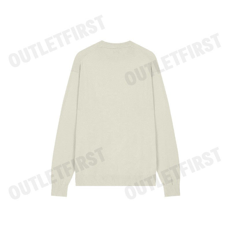 CALVIN KLEIN JEANS รุ่น MEN'S IVORY CK INTARSIA MIXED STITCH SWEATER CODE: J326453 PD7 เสื้อสเวตเตอร์ เสื้อผู้ชาย สีครีม