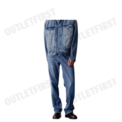 CALVIN KLEIN JEANS  รุ่น MEN'S 90 STRAIGHT FIT MID BLUE STONEWASH JEANS CODE: J326406 1A4 กางเกงยีนส์ผู้ชาย กางเกงขายาว