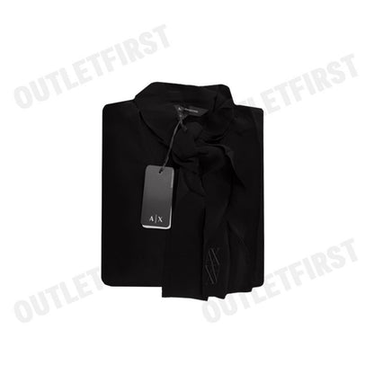 ARMANI EXCHANGE  รุ่น WOMEN'S CREPE DE CHINE SHIRT WITH BOW CODE: 6DYH04 YN6UZ 1200 เสื้อเบลาส์ผู้หญิง เสื้อสีดำ