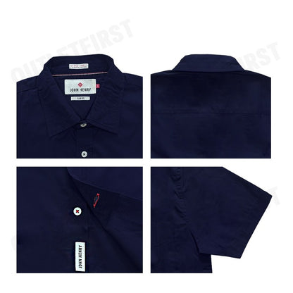 JOHN HENRY รุ่น MEN'S SHORT SLEEVES SLIM FIT SHIRT (NAVY) CODE: JH F624MSSSM53 เสื้อเชิ้ตแขนสั้นผู้ชาย สีกรม เสื้อจอร์น