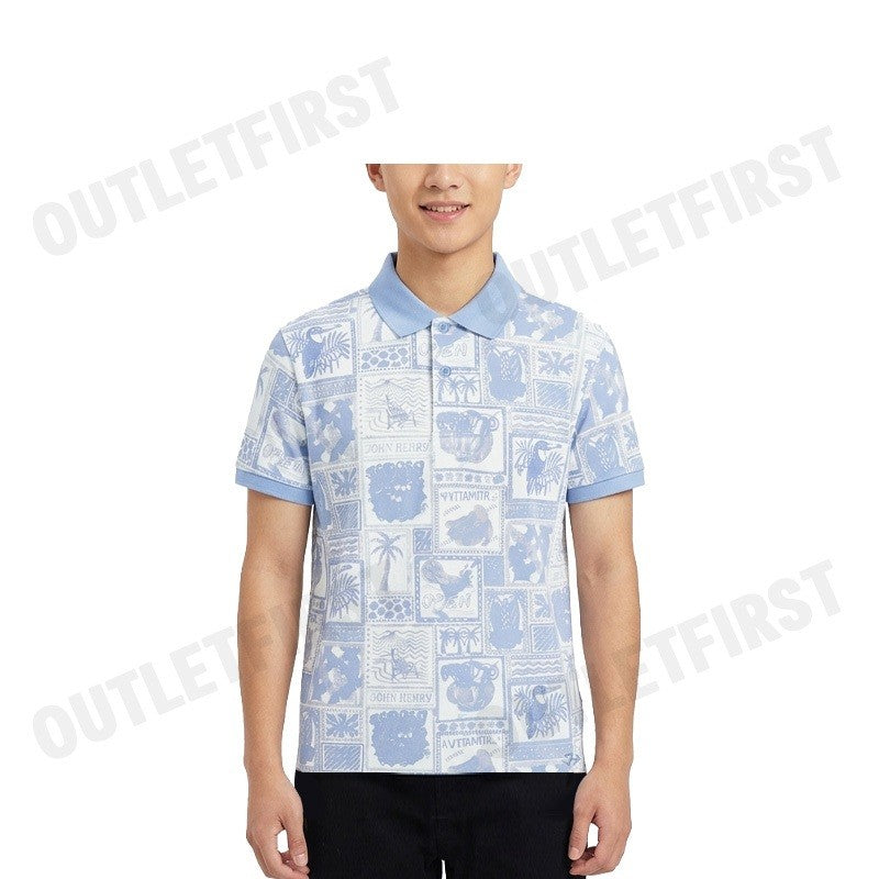 JOHN HENRY รุ่น MEN'S SLIM FIT POLO SHIRT (BLUE) CODE: JH S325MPLSM28 เสื้อโปโลผู้ชาย เสื้อโปโลจอน เสื้อโปโลแขนสั้น