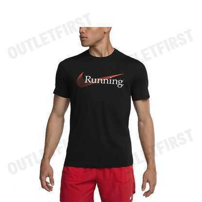 NIKE รุ่น MEN'S RUNNING T-SHIRT CODE: FJ2363 010 เสื้อยืดคอกลมผู้ชาย เสื้อยืดแขนสั้น เสื้อยืด