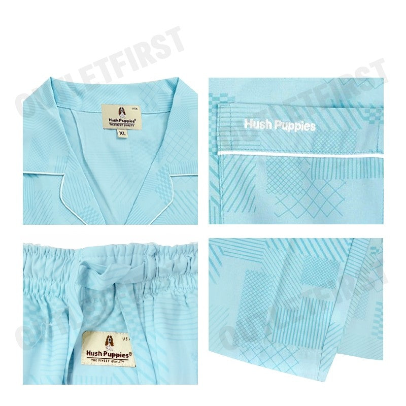 HUSH PUPPIES รุ่น MEN'S LONG-SLEEVE SLEEPWEAR SET CODE: HU H8B850 (BLUE) เซ็ทชุดนอนผู้ชาย ชุดนอนฮัชพัพพี ชุดนอนสีฟ้า
