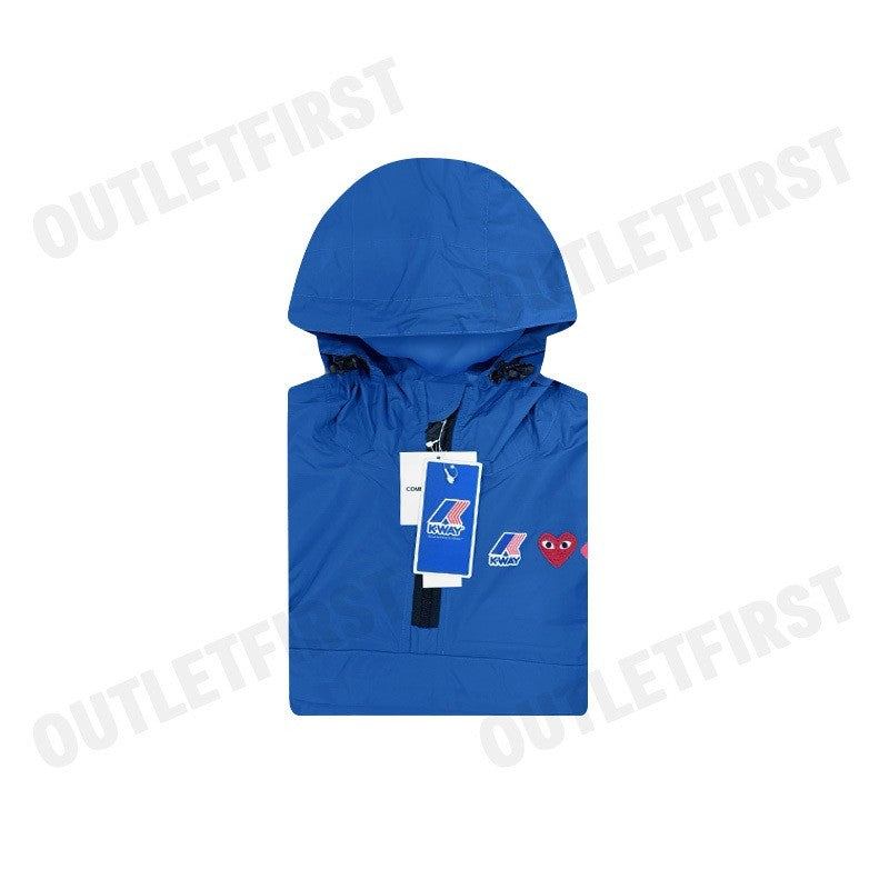 PLAY COMME DES GARÇONS X K-WAY รุ่น MEN HALF ZIP JACKET CODE: AZ J506 051 2 2 (BLUE/BLACK) เสื้อแจ็คเก็ตผู้ชาย
