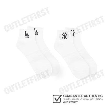 MLB รุ่น UNISEX SMALL LOGO LOW SOCKS 2 PAIRS SET CODE: 3ASOS044N 00WHS ถุงเท้า ถุงเท้าสีขาว ถุงเท้าข้อสั้น
