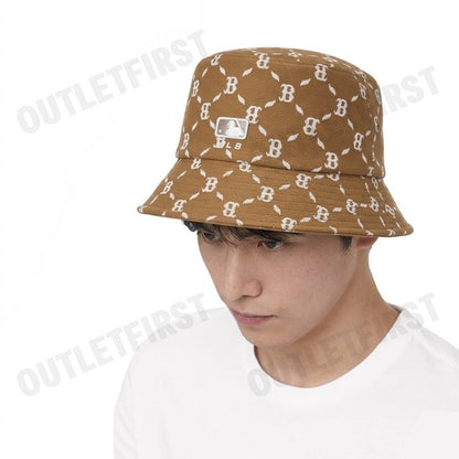 MLB รุ่น JACQUARD DIA MONOGRAM BUCKET HAT CODE: 3AHTM024N 43CAS หมวกบักเก็ต หมวกสีน้ำตาล หมวกยูนิเซ็กส์