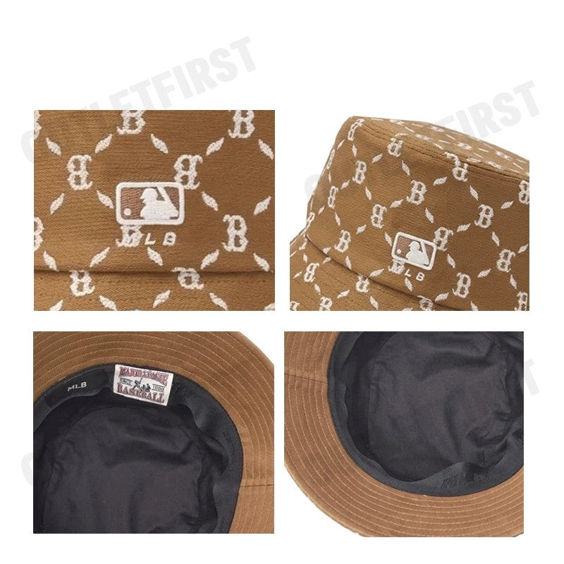 MLB รุ่น JACQUARD DIA MONOGRAM BUCKET HAT CODE: 3AHTM024N 43CAS หมวกบักเก็ต หมวกสีน้ำตาล หมวกยูนิเซ็กส์