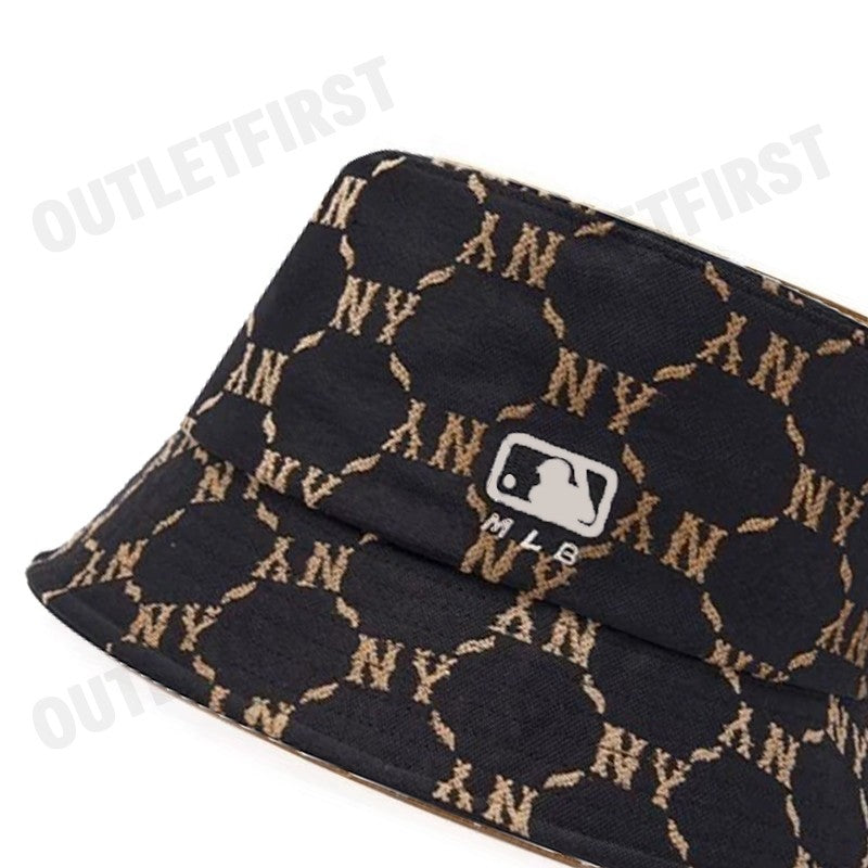 MLB รุ่น JACQUARD DIA MONOGRAM BUCKET HAT CODE: 3AHTM024N 50BKS หมวกบักเก็ต หมวกสีดำ หมวกNY