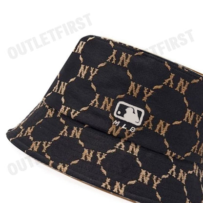 MLB รุ่น JACQUARD DIA MONOGRAM BUCKET HAT CODE: 3AHTM024N 50BKS หมวกบักเก็ต หมวกสีดำ หมวกNY