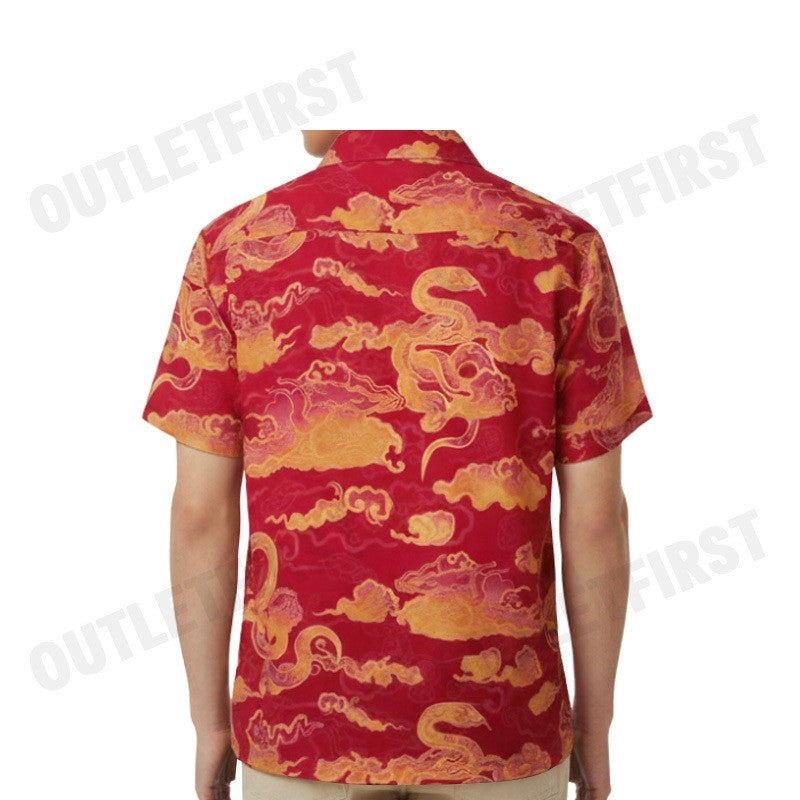 JOHN HENRY รุ่น MEN'S SHORT SLEEVES RELAXED FIT SHIRT (RED) CODE: JH S125MSSRL01 เสื้อเชิ้ต เสื้อแขนสั้น เสื้อผู้ชาย