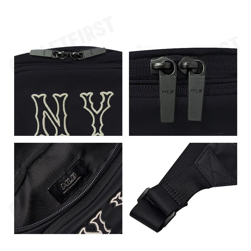 MLB รุ่น COOPERS MEGA LOGO NEW YORK YANKEES BELT BAG CODE: 3AHSM054N 50BKS กระเป๋าคาดเอว กระเป๋าคาดอก กระเป๋าสีดำ