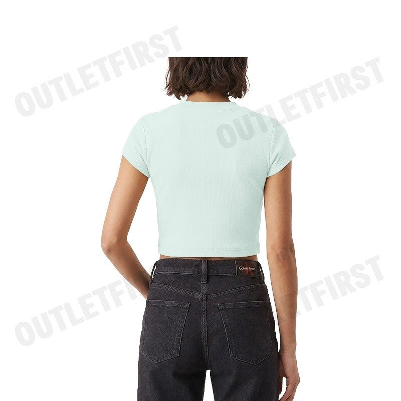 CALVIN KLEIN JEANS รุ่น MONOLOGO BABY TEE CODE: 47AB802 D1T เสื้อครอป เสื้อผู้หญิง เสื้อแขนสั้น