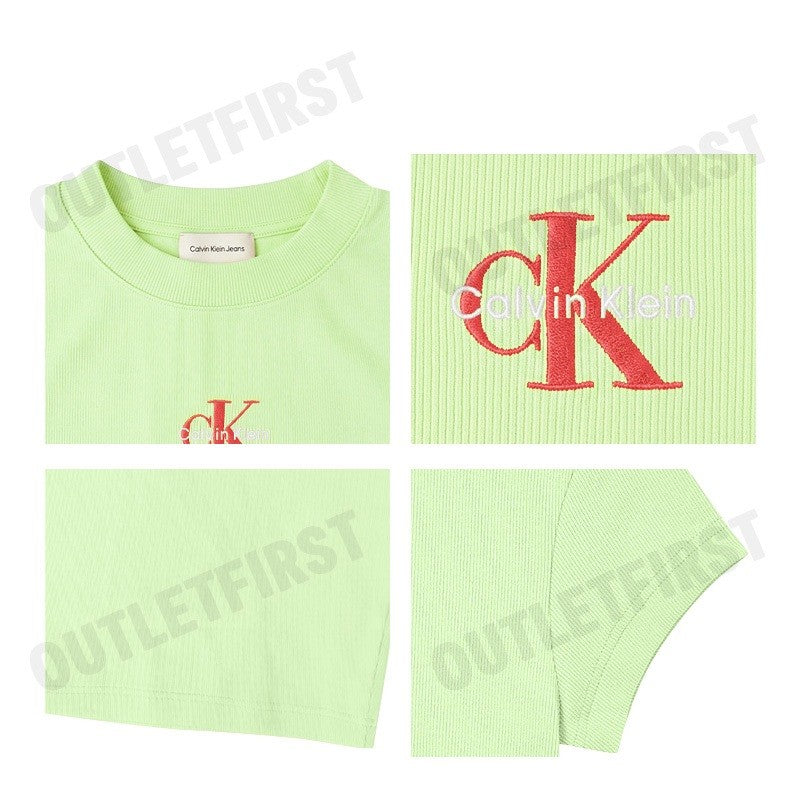 CALVIN KLEIN JEANS รุ่น MONOLOGO BABY TEE CODE: 47AB802 64O เสื้อครอป เสื้อผู้หญิง เสื้อแขนสั้น