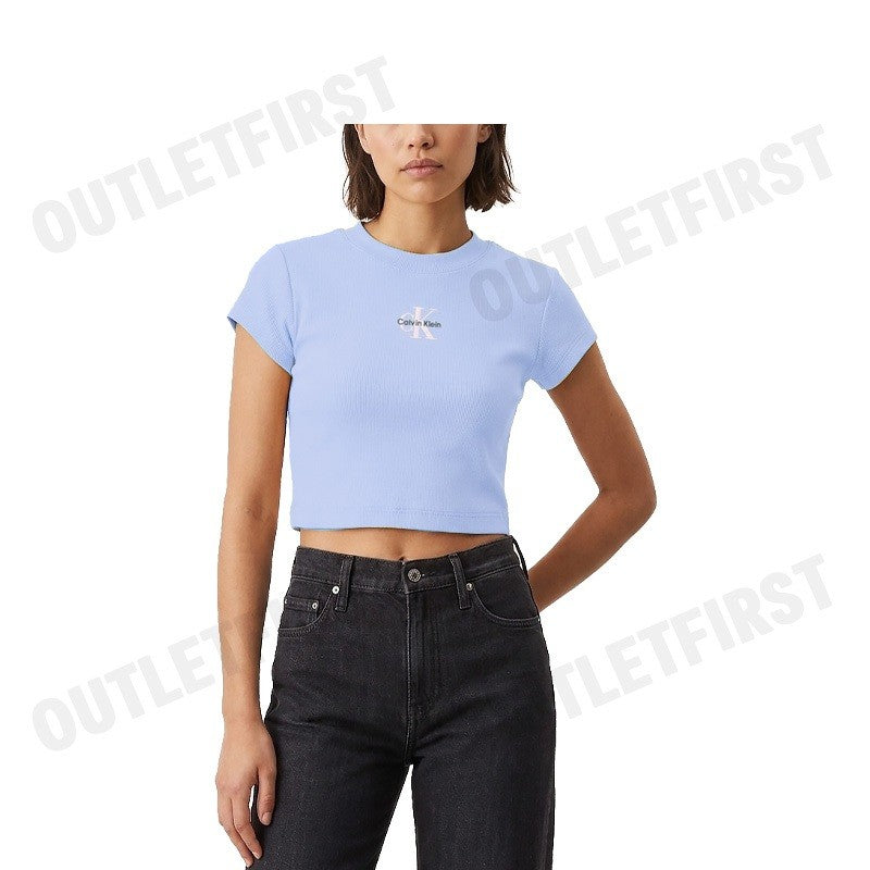 CALVIN KLEIN JEANS รุ่น MONOLOGO BABY TEE CODE: 47AB802 VHP เสื้อครอป เสื้อผู้หญิง เสื้อแขนสั้น