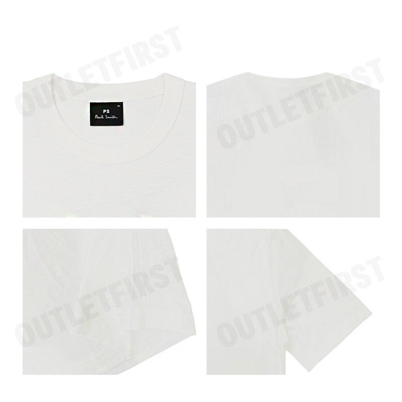 PS PAUL SMITH รุ่น MEN'S PS HAPPY T-SHIRT OFF-WHITE CODE: M2R 204Z PP5078 02 เสื้อยืดคอกลม เสื้อยืดผู้ชาย เสื้อยืดสีขาว
