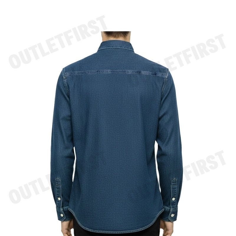 CALVIN KLEIN JEANS MEN'S SLIM FIT DENIM SHIRT COLOR BLUE CODE: J326026 1BJ