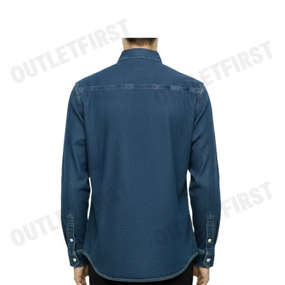 CALVIN KLEIN JEANS MEN'S SLIM FIT DENIM SHIRT COLOR BLUE CODE: J326026 1BJ