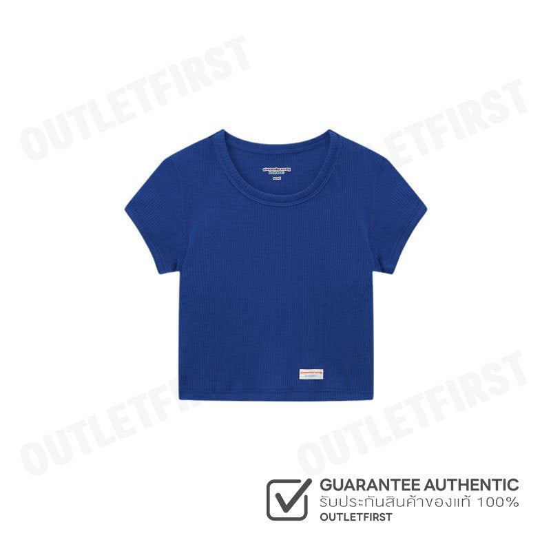 ALEXANDER WANG รุ่น CROPPED SHORT-SLEEVE TEE IN RIBBED COTTON JERSEY CODE: 8CC2238046 420A เสื้อครอป เสื้อยืด ผู้หญิง