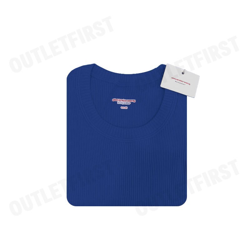 ALEXANDER WANG รุ่น CROPPED SHORT-SLEEVE TEE IN RIBBED COTTON JERSEY CODE: 8CC2238046 420A เสื้อครอป เสื้อยืด ผู้หญิง